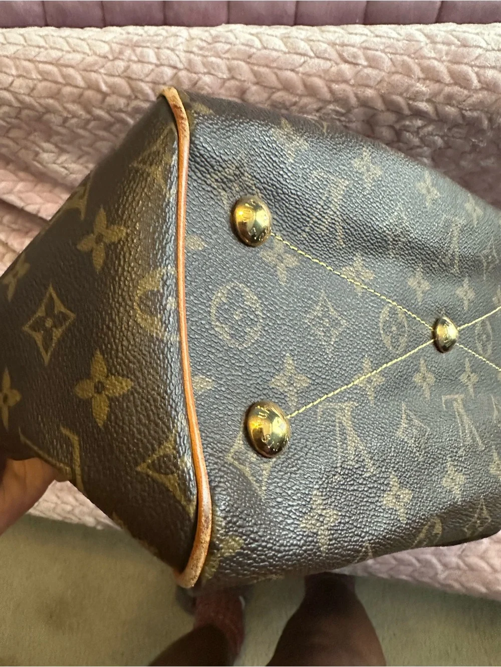 Louis Vuitton Monogram Satchel with Brown Leather Handles